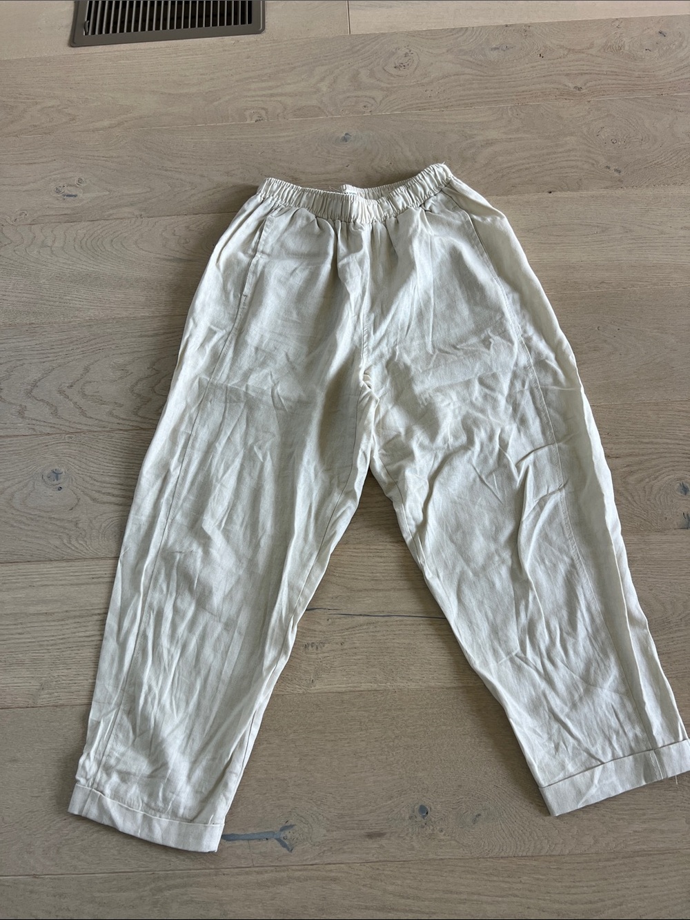 Women’s Max Studio Cream Linen Blend Relaxed Pants